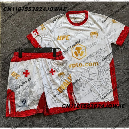 UFC Bullfighter Merab Dvalishvili Boxing Fighting Event Tee Shorts Men Breathable Jersey Wrestling Running Sweat Absorbing Set