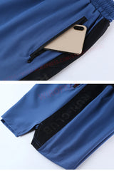 Men Run Shorts Patchwork Training Shorts Zipper Pockets Gym Sports Quick Dry Short