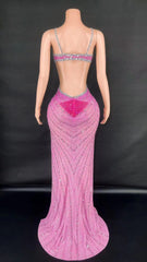 Evening Dresses: Women Rhinestone Dress Birthday Party Stage Performance Wear