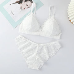 Women Bra Set Lace Women's Underwear Lingerie Set Low Waist Briefs V Neck