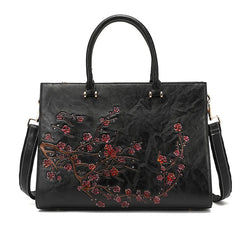 Vintage Embossed Women Shoulder Bag Leather Top-handle Bags Ladies
