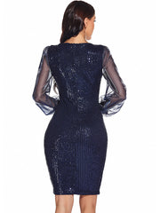Homecoming Dresses: Long sleeve Sequin summer dress women club Party dresses