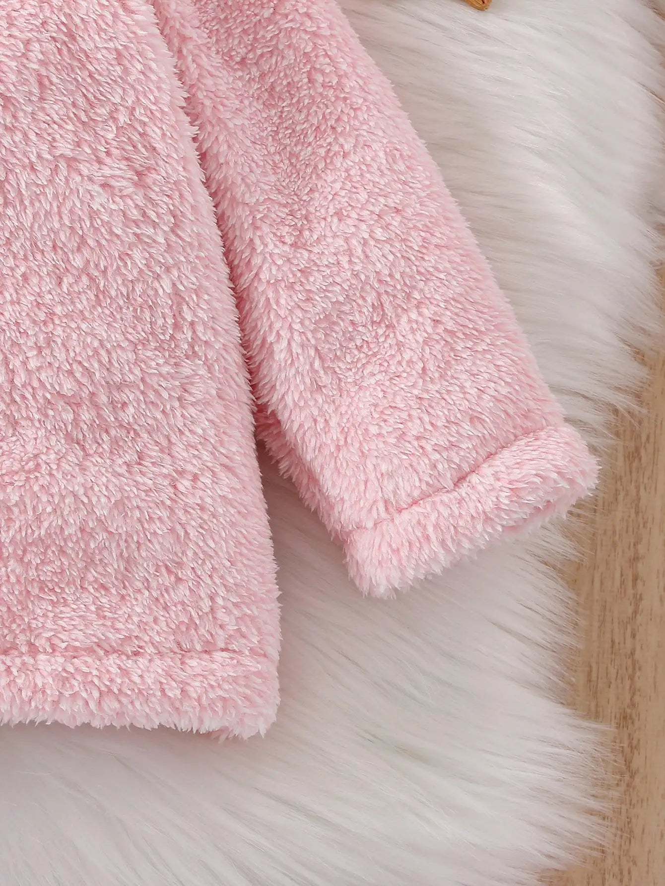 Autumn/Winter Baby Girls Outdoor Casual Fashion Windproof Warm Ocean Comfort Cute Pink Fluffy Hooded Single Breasted Coat