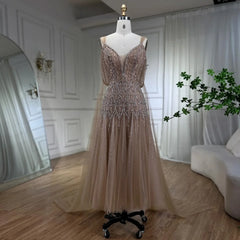 Homecoming Dresses: A-Line Midi Straps Cape Sleeves Beaded Evening Dresses Gowns