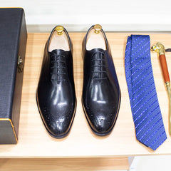 Genuine Leather Mens Formal Shoes Handmade Classic Whole Cut Oxfords