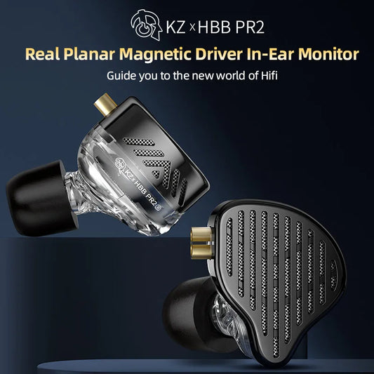 KZ X HBB PR2 Flat Driver In Ear Earphones 13.2mm plane big horns HiFi Bass Monitor Earbuds Sport Wired Headset