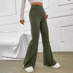 Solid Wide Pit Stripe Casual Knitted Wide-Legged Pants For Women Keep