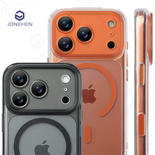 Business Matte Clear Camera Button Magnetic Case For iPhone 17 Pro Max Air 17pro Detachable Lens Shockproof Cover For Magsafe