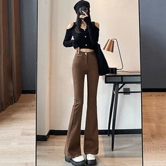Korean Style High Waisted White Jeans Ladies Fashion Slim Fit