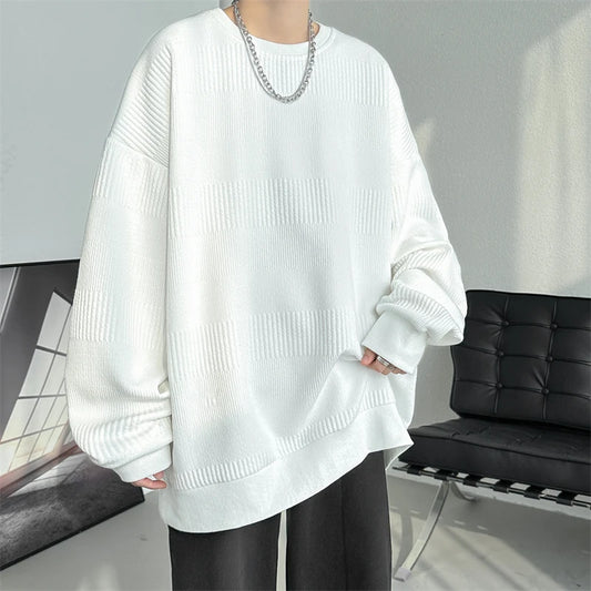 Hoodies Jacquard Sweatshirt Mens White Pullover Streetwear Casual Fashion Clothes
