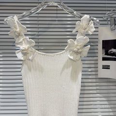 Three-Dimensional Flower Shoulder Strap Waist-Tight Girl Knitted