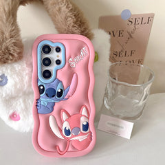 Cartoon Stereoscopic Disneys Stitch Angel Phone Case for Samsung Galaxy