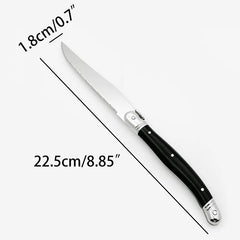 9'' Laguiole Steak Knives Set Serrated Triple Rivet Ergonomic Handle Stainless Steel