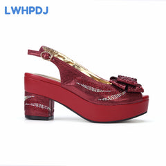 Matching Shoes and Bags: High Heels Ladies Sandal Matching Bag Set For Wedding