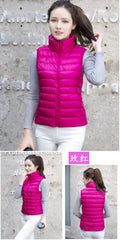 Down Jacket Women Sleeveless Ultra Light Down Vests Slim Jacket Girl Gilet Lightweight