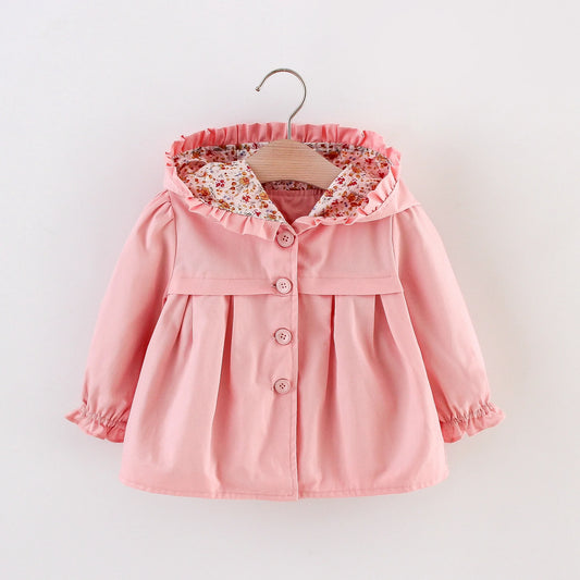 Baby Girl Jacket Autumn Long Sleeve Cotton Windbreak Hooded Jacket for Baby Girl