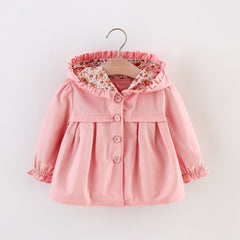 Baby Girl Jacket Autumn Long Sleeve Cotton Windbreak Hooded Jacket for Baby Girl