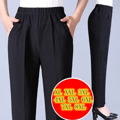 Plus size 8XL Autumn Women Trousers Oversize Elastic High Waist Loose Casual Pants