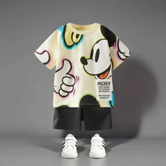 Boutique Children's Wear Mickey T-shirt + Shorts Kids 2 Piece Set Summer Clothing Loose Casual Short Sleeve Suit Boys Tracksuits