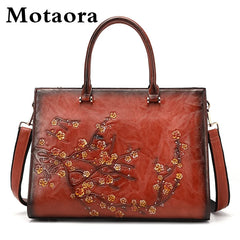 Vintage Embossed Women Shoulder Bag Leather Top-handle Bags Ladies