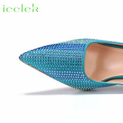 Matching Shoes and Bags: Teal Color Pointed Toe Ladies Shoes