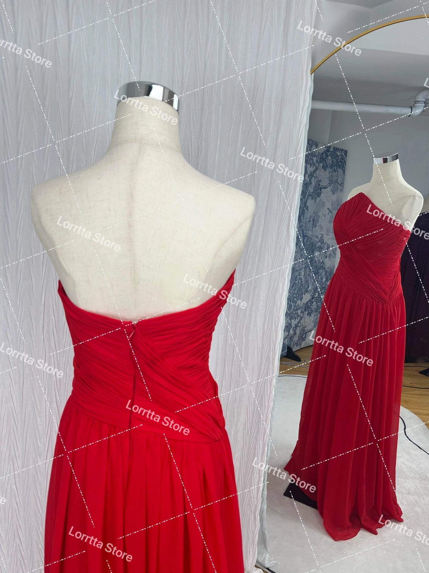 Formal attire Dresses: Chiffon Long Prom Dresses Strapless Pleated Side Split