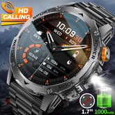 LIGE Military Smart Watch Men 1000mAh Battery Outdoors LED Flashlight Waterproof Heart Rate Sport BT Call 1.7" AMOLED Smartwatch