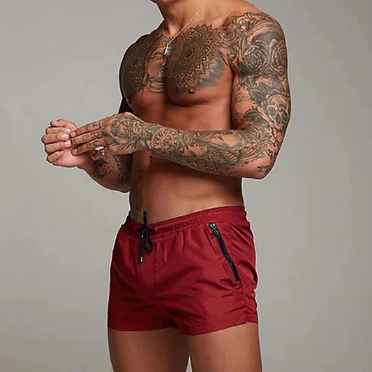 Men's Shorts Outdoor Running Pocket Drawstring Design Elastic Waist Solid Color Comfortable Breathable Shorts Summer