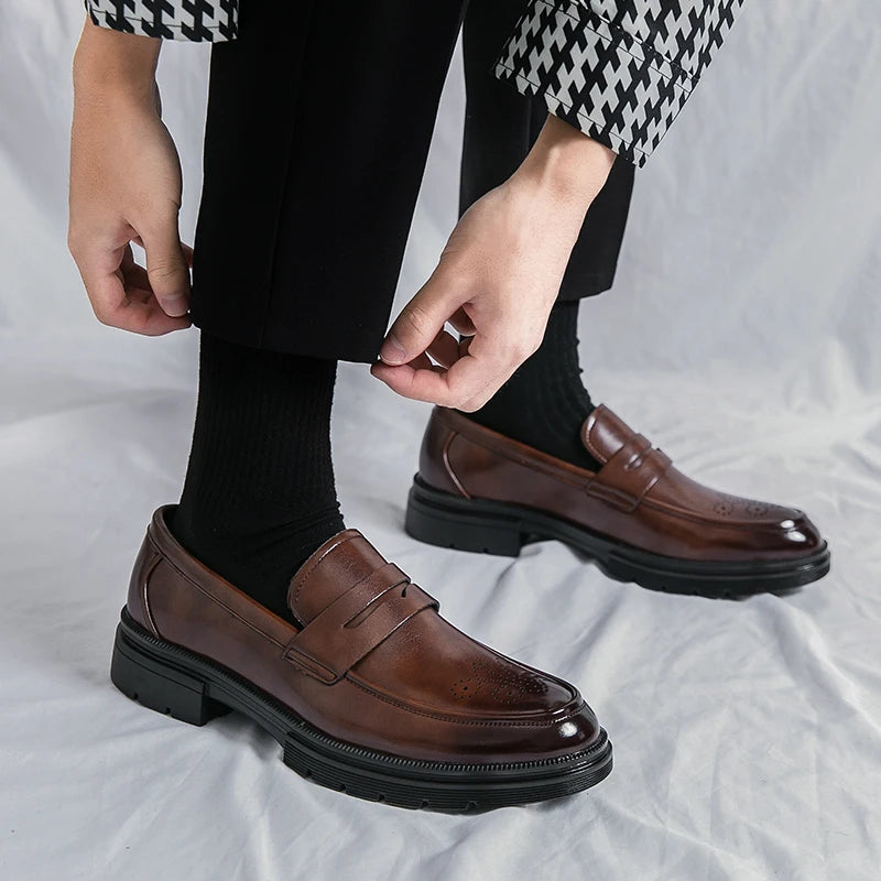Men's Grace Dress Leather Shoes Slip-on Loafers Men Fashion Formal Business