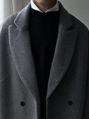 Autumn Winter Loose Casual Grey Black Soft Warm Woolen Cocoon Coat