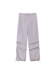 Women Fashion Parachute Cargo Pants Vintage Jogging Trousers High Elastic Waist