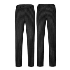 Men's Suits 2 Pieces Vintage Double Breasted Suit Black Red Stripe Terno Slim Fit