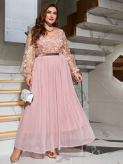 Women Plus Size Maxi Dresses Elegant Applique Spring Fitted Party Dress