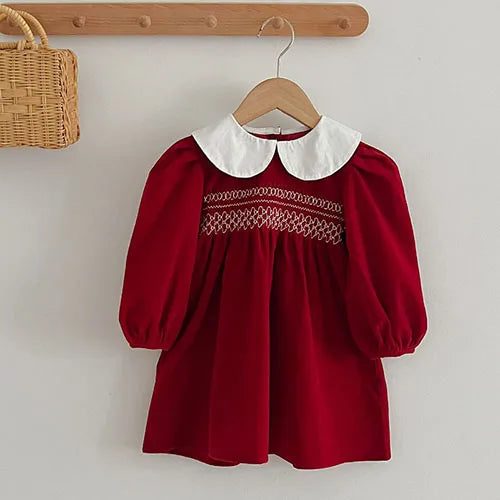 Baby Girl Party Dress Long Sleeved Cotton Stitching Baby Rompers