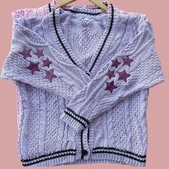 Blue Cardigan 1989 for Women's Autumn and Winter Bird Embroidery Special Knit