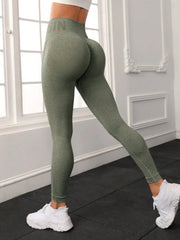 Letter Honey Peach Hip Yoga Pants High Waist Lift Hip Tight Fitness Leggings
