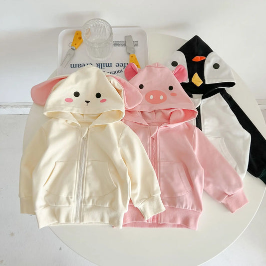 Product Boys And Girls Lovely Animal Jacket Kids Hooded Long Sleeved Cardigan