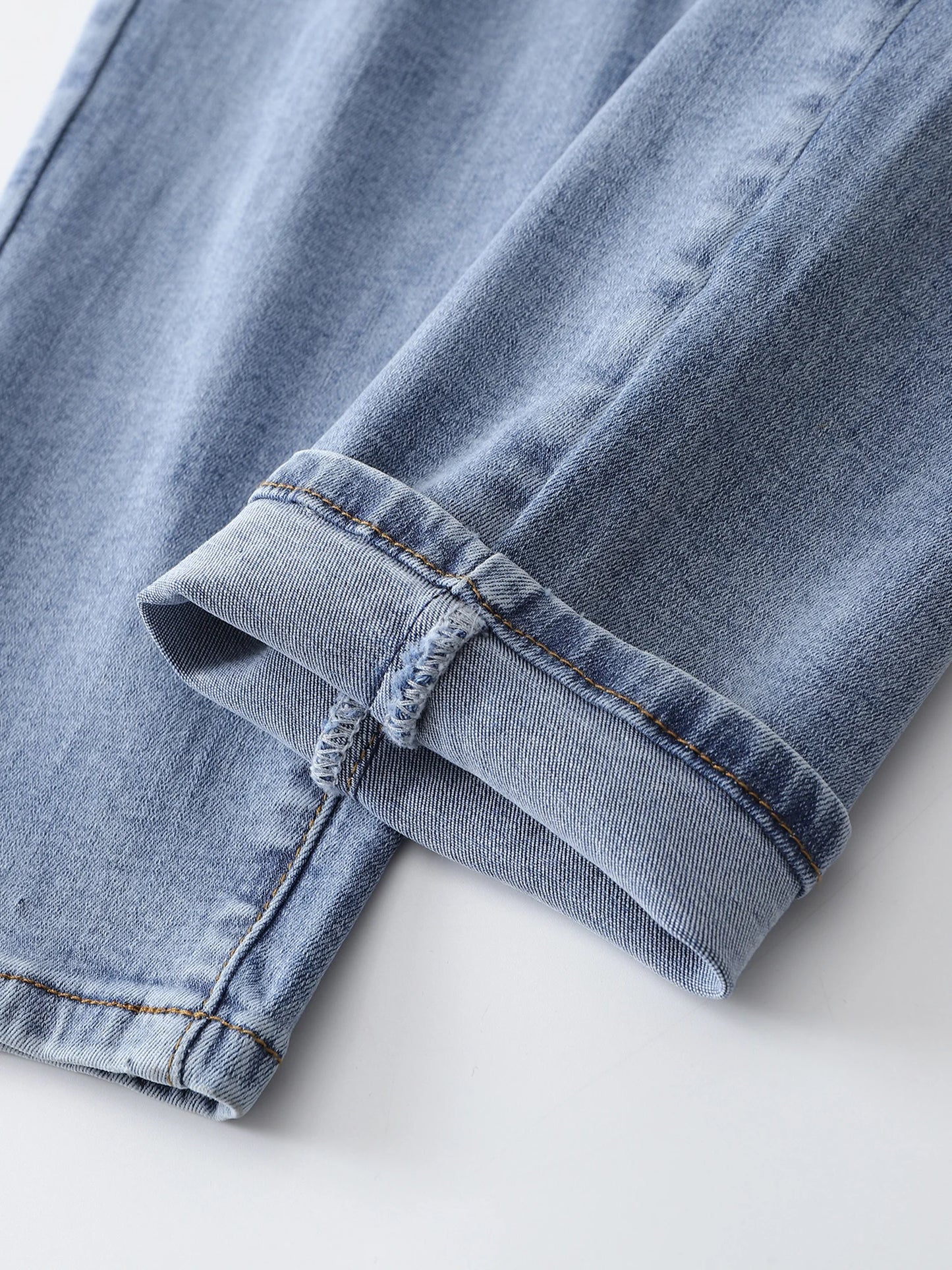 Plus Size Harem Light Blue Jeans High Waist Stretchy Full Length Slim Fitting Tapered