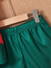 2025 Youth and Children Red and Green Splicing Color No. 7 Legend Quick-drying Sports Football Suit Set