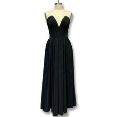 Homecoming Dresses: Black Sleeveless Strapless Elegant Wedding Prom Dress