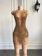 Homecoming Dresses: Through Black Girl Short Prom Dress Golden Diamond