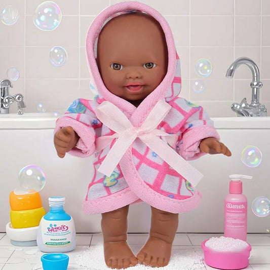 12cm Black Reborn Dolls African Baby Doll With Pajamas Realistic Reborn Baby Doll For Kids Waterproof Vinyl Toys Gift