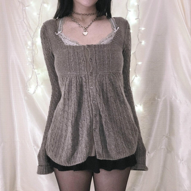 Aesthetic Kawaii Knitwear T-shirt Women Clothes Coquette Grunge Y2K