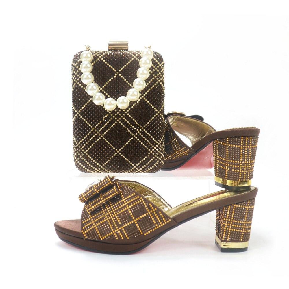 Matching Shoes and Bags: Wedding Shoes and Bag Set gold Color Italian Shoes