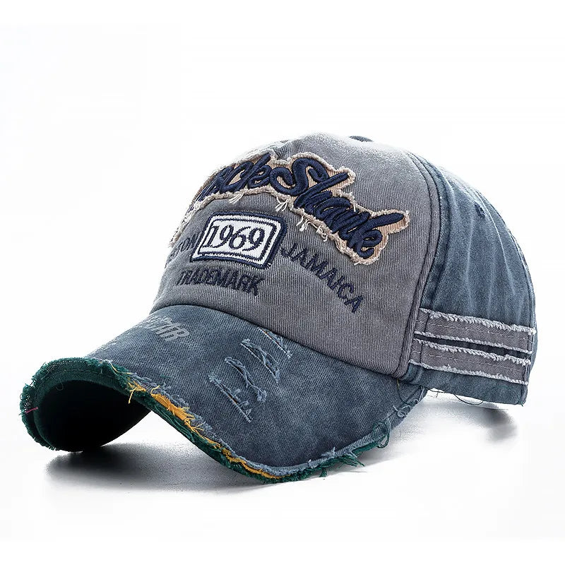 2025 High Quality Washed cowboy letters Cotton Cap For Men Women Adjustable Autdoor Sun protection hat Rock Shark Baseball Caps