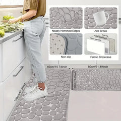 1pc Large kitchen Mat Bathroom Floor Mat Cobblestone Embossed Soft Absorbent