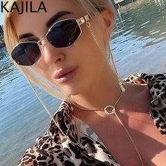 Sunglasses Women With Chain Brand Designer Punk Sun Glasses
