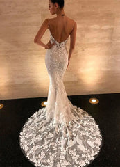 White Bridesmaid Dresses: Boho Lace Appliques Wedding Dress Mermaid Bridal Dresses