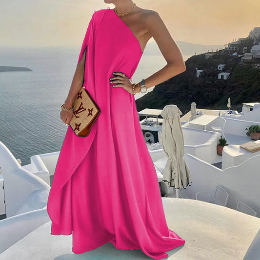 Evening wear Dresses: Elegant Off Shoulder Boho Long Party Dress Women