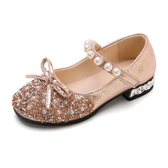 Summer Girls Shoes Bead Mary Janes Flats Fling Princess Glitter Shoes